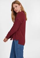 Bayan Bordo Kumaş Detaylı Viskon Gömlek