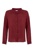 Bayan Bordo Kumaş Detaylı Viskon Gömlek