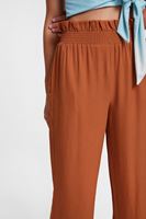 Bayan Kahverengi Beli Lastikli Bol Pantolon