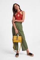 Bayan Yeşil Beli Lastikli Bol Pantolon