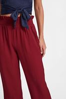 Bayan Bordo Beli Lastikli Bol Pantolon