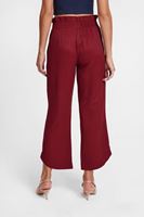 Bayan Bordo Beli Lastikli Bol Pantolon