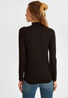 Bayan Siyah Yüksek Yaka Uzun Kollu Bluz