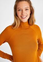 Bayan Sarı Yüksek Yaka Uzun Kollu Bluz