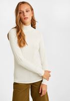 Bayan Krem Yüksek Yaka Uzun Kollu Bluz