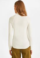 Bayan Krem Yüksek Yaka Uzun Kollu Bluz