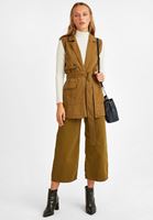 Bayan Krem Yüksek Yaka Uzun Kollu Bluz