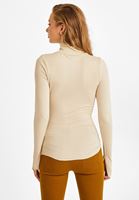 Bayan Krem Kolları Yırtmaçlı Boğazlı Bluz