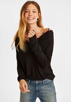 Bayan Siyah Dantel Detaylı Triko Kazak