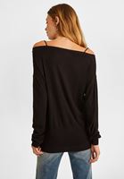 Bayan Siyah Dantel Detaylı Triko Kazak