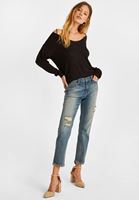 Bayan Siyah Dantel Detaylı Triko Kazak