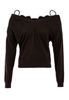 Bayan Siyah Dantel Detaylı Triko Kazak