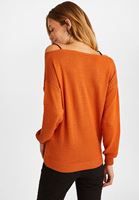 Bayan Turuncu Dantel Detaylı Triko Kazak