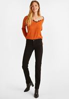 Bayan Turuncu Dantel Detaylı Triko Kazak