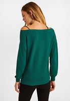 Bayan Yeşil Dantel Detaylı Triko Kazak