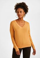 Bayan Bej V Yaka Uzun Kollu Tişört