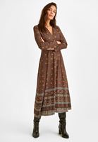 Bayan Çok Renkli Desenli V Yaka Elbise