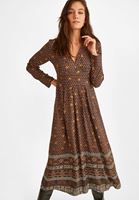 Bayan Çok Renkli Desenli V Yaka Elbise