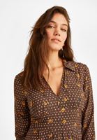 Bayan Çok Renkli Desenli V Yaka Elbise