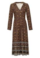 Bayan Çok Renkli Desenli V Yaka Elbise