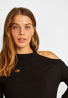 Bayan Siyah Omuz Detaylı Bluz