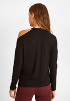 Bayan Siyah Omuz Detaylı Bluz