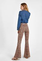 Bayan Çok Renkli Yırtmaç Detaylı Flare Tayt Pantolon