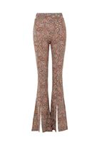 Bayan Çok Renkli Yırtmaç Detaylı Flare Tayt Pantolon