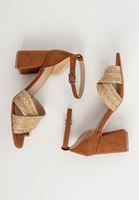 Bayan Kahverengi Topuklu Hasır Ayakkabı