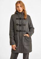 Bayan Gri Kapüşonlu Kaban