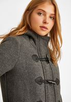 Bayan Gri Kapüşonlu Kaban