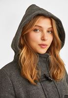 Bayan Gri Kapüşonlu Kaban