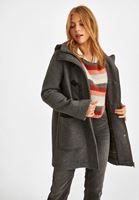 Bayan Gri Kapüşonlu Kaban