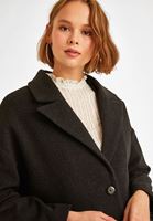 Bayan Siyah Cep Detaylı Kaban