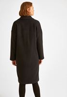 Bayan Siyah Cep Detaylı Kaban