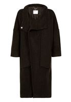 Bayan Siyah Şal Yaka Detaylı Uzun Kaban