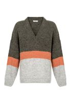 Bayan Çok Renkli V Yaka Kazak