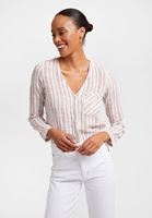 Bayan Çok Renkli V Yaka Çizgili Gömlek