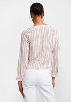 Bayan Çok Renkli V Yaka Çizgili Gömlek