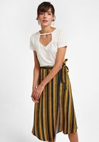 Bayan Krem Kesik Detaylı Tişört ( TENCEL™ )