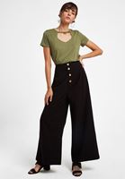 Bayan Yeşil Kesik Detaylı Tişört ( TENCEL™ )