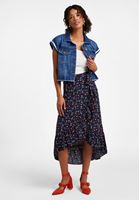 Bayan Çok Renkli Desenli Kruvaze Midi Etek