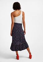 Bayan Çok Renkli Desenli Kruvaze Midi Etek