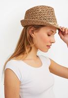 Bayan Kahverengi İp Detaylı Hasır Şapka