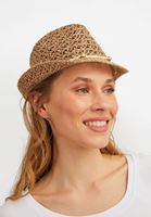 Bayan Kahverengi İp Detaylı Hasır Şapka