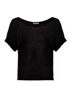 Bayan Siyah Bot Yaka Keten Tişört