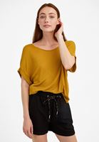 Bayan Sarı Bot Yaka Keten Tişört