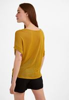 Bayan Sarı Bot Yaka Keten Tişört