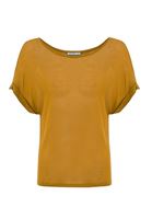 Bayan Sarı Bot Yaka Keten Tişört