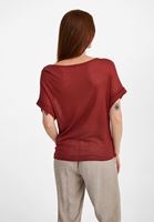 Bayan Bordo Bot Yaka Keten Tişört